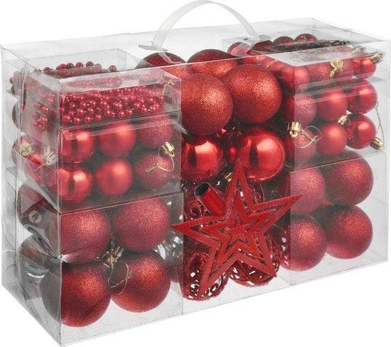 2dekans | tectake - Set van 86 kerstballen rood - 403324, Diversen, Kerst, Ophalen of Verzenden