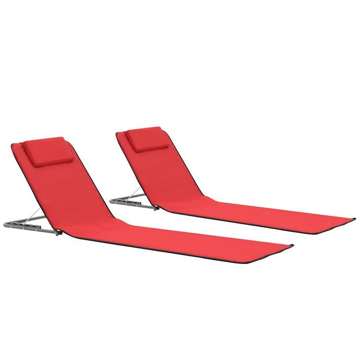 2x Strandmatten Rood | Retour Deal | 40% (strandstoelen), Caravans en Kamperen, Kampeermeubelen, Campingstoel, Nieuw, Verzenden