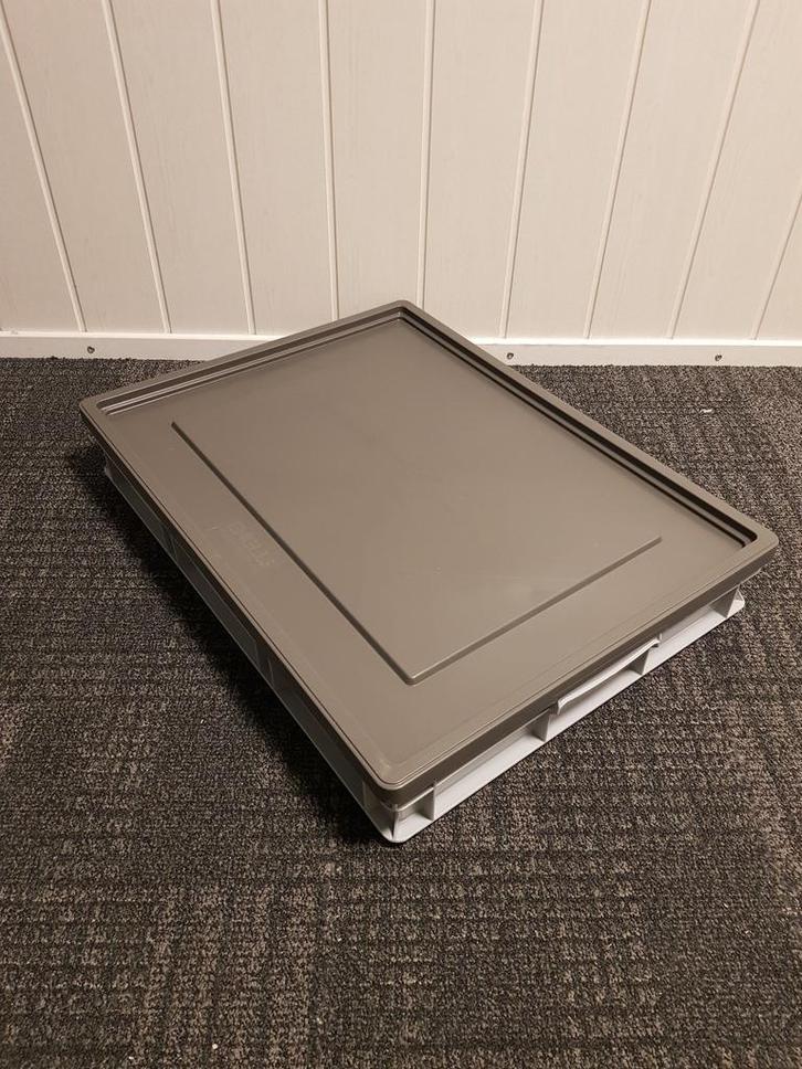 Kunststof bak 800x600x120mm grijs met oplegdeksel, Doe-het-zelf en Bouw, Kratten en Dozen, Ophalen of Verzenden