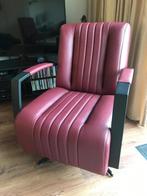 Leren draaifauteuil met stalen frame en stervoet - rood leer, Nieuw, Industrieel, Leer, Ophalen of Verzenden