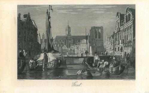 Zicht op Ghent, Antiek en Kunst, Kunst | Etsen en Gravures