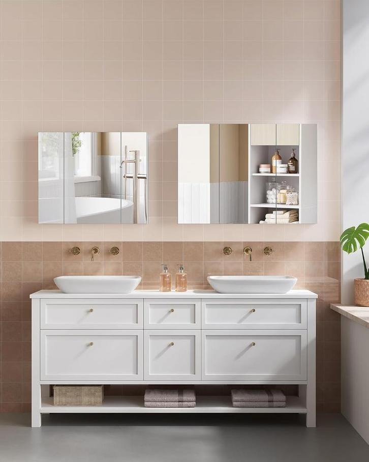 Badkamerkast met spiegel - 90x60 cm - spiegelkast wastafel, Huis en Inrichting, Badkamer | Badkamermeubels, Verzenden