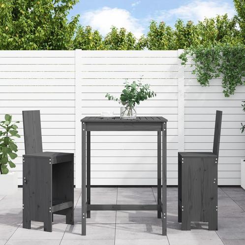 vidaXL 3-delige Tuinbarset massief grenenhout grijs, Tuin en Terras, Tuinsets en Loungesets, Nieuw, Verzenden