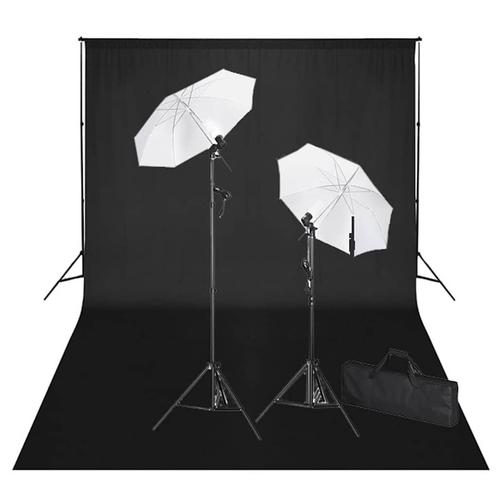 vidaXL Studioset met zwarte achtergrond en lampen 600x300 cm, Audio, Tv en Foto, Fotografie | Fotostudio en Toebehoren, Nieuw