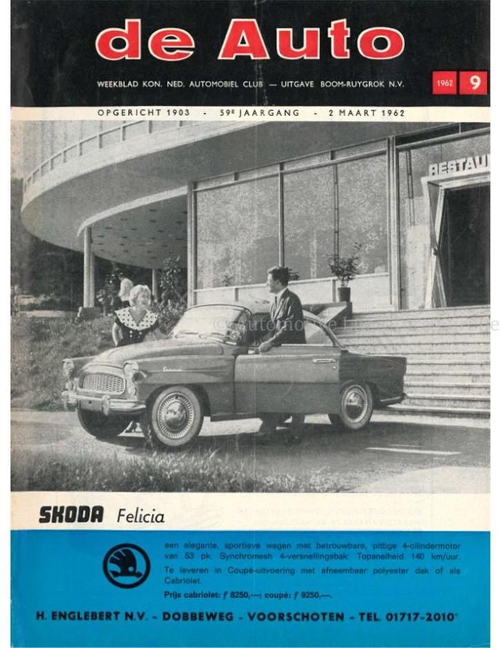 1962 DE AUTO MAGAZINE 09 NEDERLANDS, Boeken, Auto's | Folders en Tijdschriften