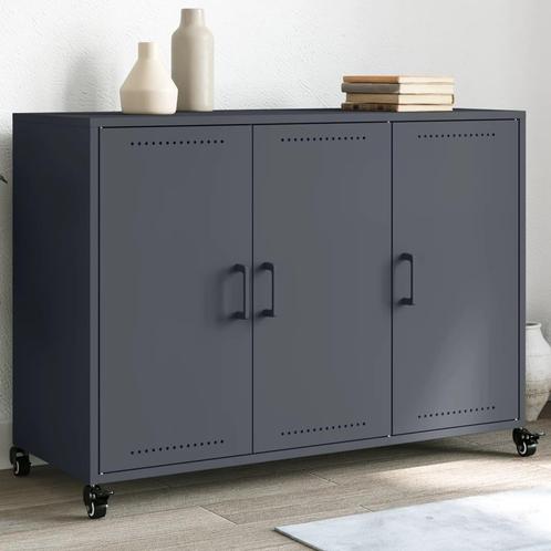 vidaXL Dressoir 100,5x39x72 cm staal antracietkleurig, Huis en Inrichting, Kasten | Dressoirs, Nieuw, Verzenden