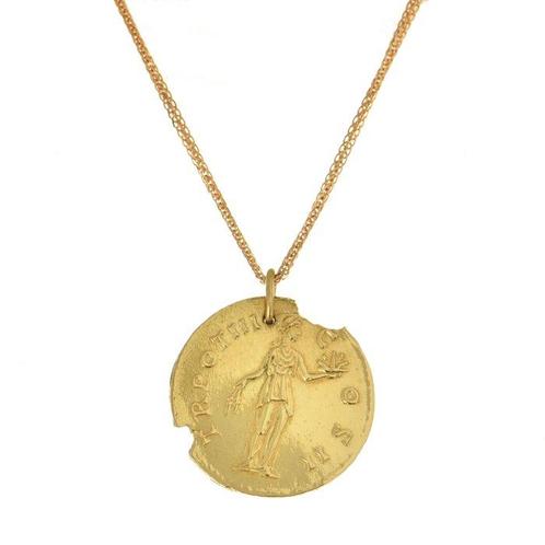 Ketting met hanger - 18 karaat Geel goud, Roségoud, Handtassen en Accessoires, Antieke sieraden