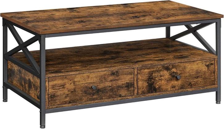 Salontafel - met 2x lade en plank - lengte 100 cm -, Huis en Inrichting, Tafels | Salontafels, Verzenden