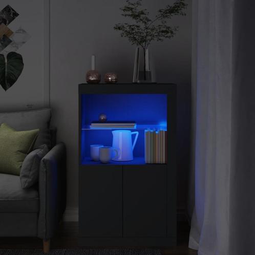 vidaXL Bijzetkast met LED-verlichting bewerkt hout zwart, Huis en Inrichting, Kasten | Overige, Nieuw, Verzenden