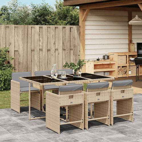 vidaXL 7-delige Tuinset met kussens poly rattan gemengd, Tuin en Terras, Tuinsets en Loungesets, Tuinset, Nieuw, Verzenden