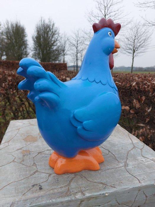 Beeld, garden statue blue chicken - 42 cm - polyresin, Antiquités & Art, Art | Objets design