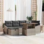 vidaXL Tuinbank Set 7 pcs Grijs poly rattan, Verzenden