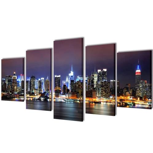 vidaXL Canvas muurdruk set Kleurrijke New York skyline 200 x, Verzamelen, Posters, Nieuw, Verzenden