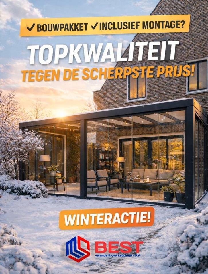 BESTE Prijs Veranda, overkapping, glazen schuifwand, carport, Tuin en Terras, Overkappingen, Nieuw, Veranda