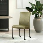 Leren eetkamerstoel Comfort met wieltjes - Vintage Olive, Huis en Inrichting, Overige kleuren, Nieuw, Leer, Ophalen of Verzenden