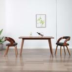 vidaXL Eetkamerstoelen 2 st gebogen hout en stof donkergrijs, Huis en Inrichting, Stoelen, Verzenden, Nieuw