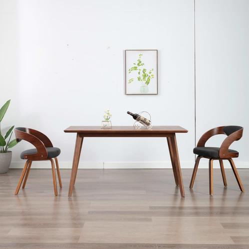 vidaXL Eetkamerstoelen 2 st gebogen hout en stof donkergrijs, Huis en Inrichting, Stoelen, Nieuw, Verzenden