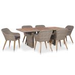 vidaXL 7-delige Tuinset met kussens poly rattan zwart, Tuin en Terras, Verzenden, Nieuw, Tuinset