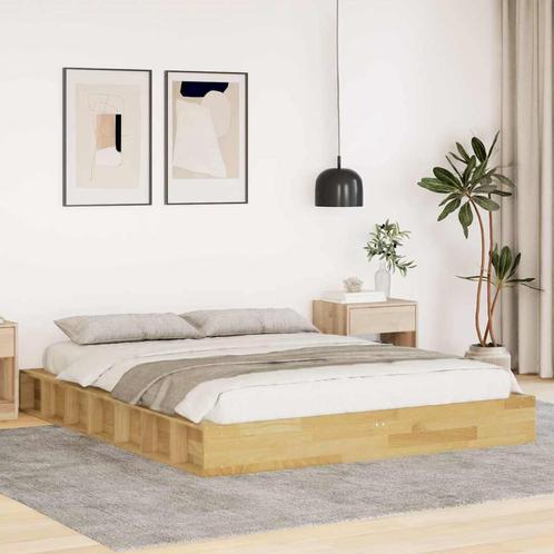 vidaXL Bedframe zonder matras 135x190 cm massief hout eiken, Huis en Inrichting, Slaapkamer | Bedden, Nieuw, Verzenden