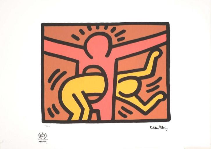 Keith Haring – Offset Lithografie, 50×70 cm, Gecertificeerd, Antiek en Kunst, Kunst | Litho's en Zeefdrukken