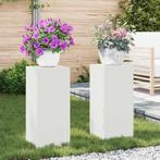 vidaXL Plantenstand 2 pcs Wit 24 x 24 x 55 cm Staal, Tuin en Terras, Verzenden, Nieuw