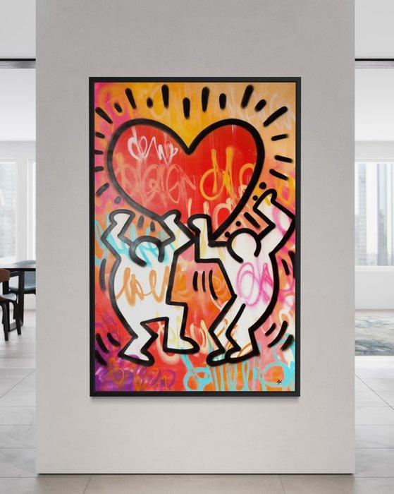 Gunnar Zyl - Heart / Keith Haring & Zyl XXL, Antiek en Kunst, Kunst | Schilderijen | Modern