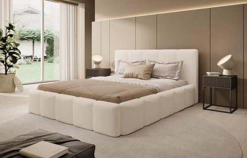 Meubella | Tweepersoonsbed 160x200 beige teddystof, Huis en Inrichting, Slaapkamer | Bedden, Nieuw, Verzenden