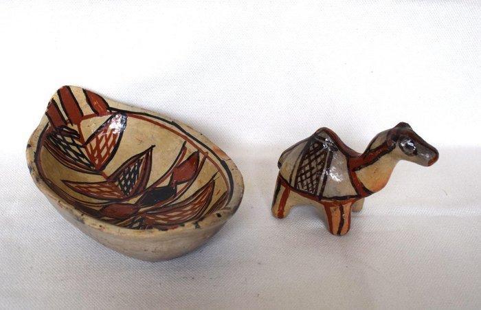IDEQQI SET 2 aardewerk Berbers Kabyle in terra cotta -, Antiek en Kunst, Kunst | Niet-Westerse kunst