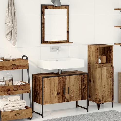 vidaXL 2-delige badkamermeubelset oud hout gefabriceerd hout, Huis en Inrichting, Badkamer | Badkamermeubels, Nieuw, Verzenden