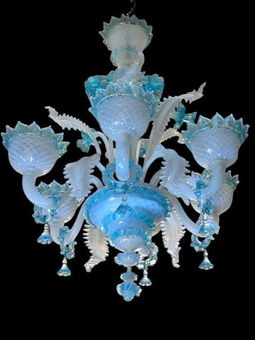 Lustre - Verre de Murano - Six lumières en verre artistique,, Antiek en Kunst, Curiosa en Brocante