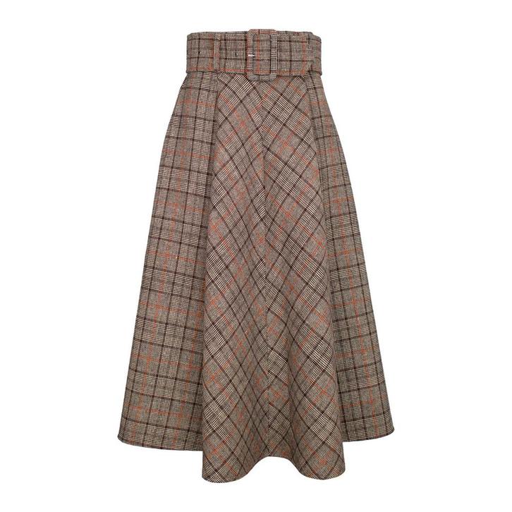 Frogbox • geruite midi rok • 36, Kleding | Dames, Truien en Vesten, Bruin, Nieuw, Maat 36 (S), Verzenden