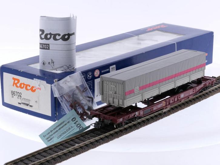 Schaal H0 Roco 66702 dieplader wagen Sdkms DB-oplegger..., Hobby & Loisirs créatifs, Trains miniatures | HO, Enlèvement ou Envoi
