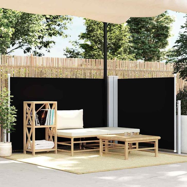 vidaXL Windscherm uittrekbaar 100x600 cm zwart, Tuin en Terras, Parasols, Nieuw, Verzenden