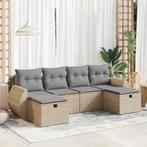 vidaXL 6-delige Loungeset met kussens poly rattan beige, Verzenden, Nieuw, Loungeset