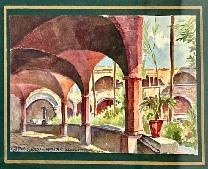 Latino Barilli (1883–1961) - Chiostro Benedettino, Antiek en Kunst, Kunst | Schilderijen | Klassiek