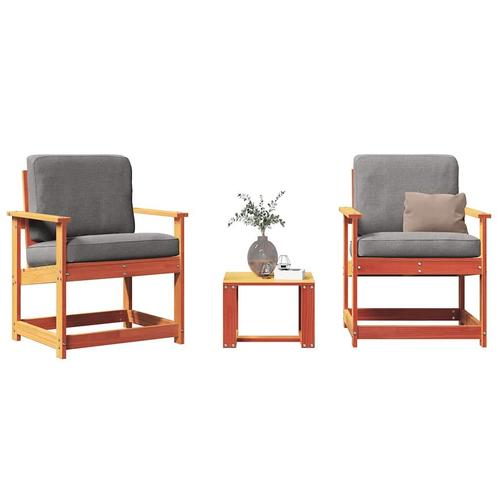 vidaXL 3-delige Loungeset massief grenenhout wasbruin, Tuin en Terras, Tuinstoelen, Nieuw, Verzenden