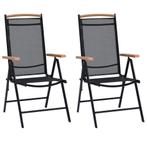 vidaXL Tuinstoelen inklapbaar 2 st aluminium en textileen, Tuin en Terras, Verzenden, Nieuw