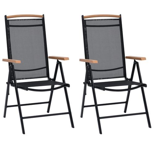vidaXL Tuinstoelen inklapbaar 2 st aluminium en textileen, Tuin en Terras, Tuinstoelen, Nieuw, Verzenden
