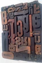 Drukblokken - XL oude typografische letterblokjes - Italië -, Antiek en Kunst