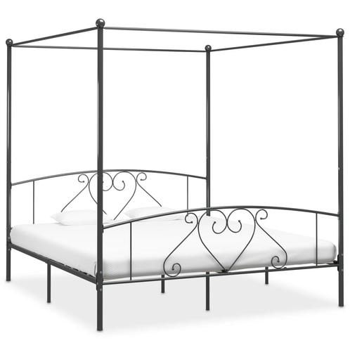 vidaXL Hemelbedframe metaal grijs 200x200 cm, Huis en Inrichting, Slaapkamer | Bedden, Nieuw, Verzenden