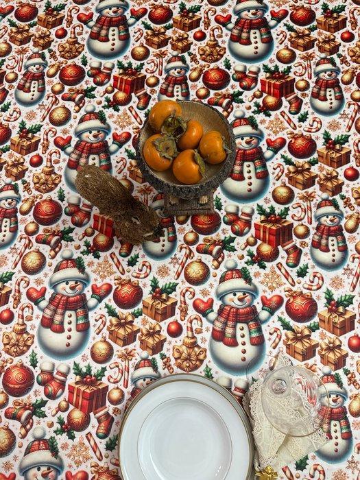 Groot tafelkleed van kerstachtig fluweel satijn. -, Antiek en Kunst, Antiek | Tapijten, Tafelkleden en Textiel