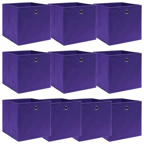 vidaXL Opbergboxen 10 st 32x32x32 cm stof paars, Doe-het-zelf en Bouw, Kratten en Dozen, Nieuw, Verzenden