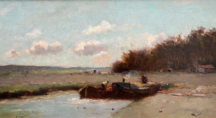 Aris Knikker (1887-1962) - Polderlandschap met op de, Antiek en Kunst, Kunst | Schilderijen | Klassiek