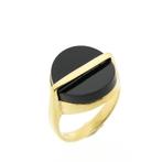 Gouden ring met onyx (zegelring, unisex ring, pinkring), Ophalen of Verzenden