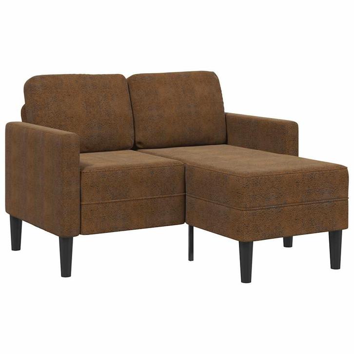 vidaXL 2-zitsbank met chaise longue L-vormig bruin 125 cm, Huis en Inrichting, Zetels | Zetels, Nieuw, Verzenden