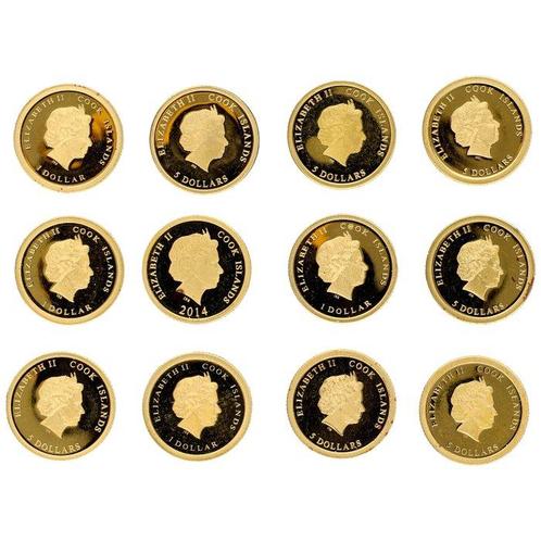 Cookeilanden. 2010/2019 - Gouden munten (12 stuks), Postzegels en Munten, Munten | Europa | Niet-Euromunten