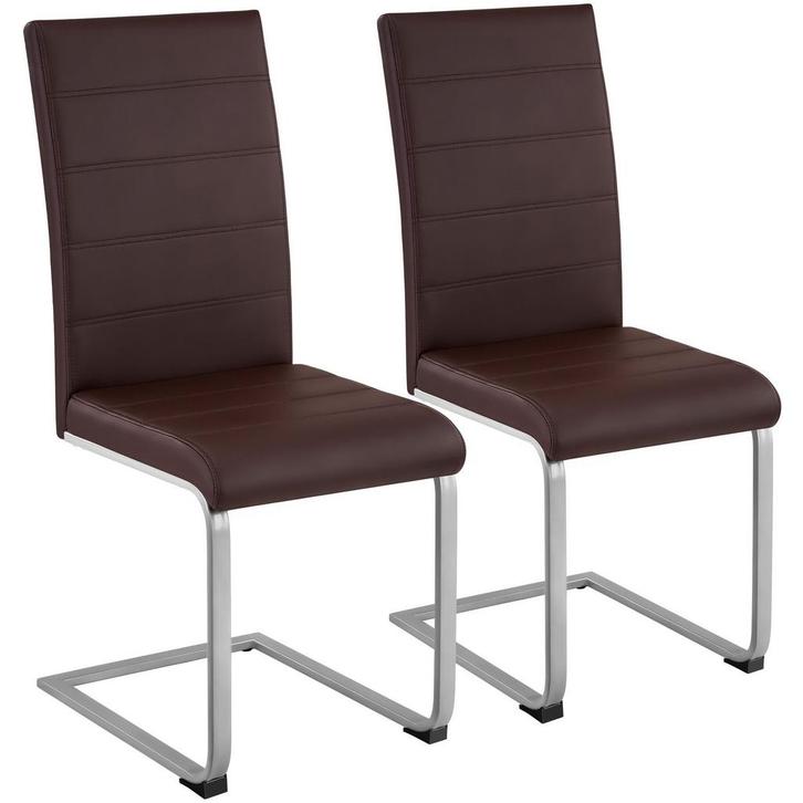 tectake Sledestoelen, kunstleer - bruin, Set van 2, Huis en Inrichting, Stoelen, Verzenden