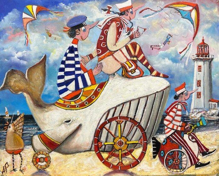 Artur Pachta - Nice car, dad, Antiek en Kunst, Kunst | Schilderijen | Modern