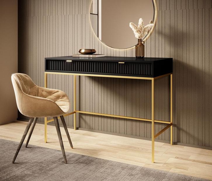 Kaptafel Zwart goud Make-up tafel 104x50x77 cm, Handtassen en Accessoires, Uiterlijk | Cosmetica en Make-up, Nieuw, Verzenden