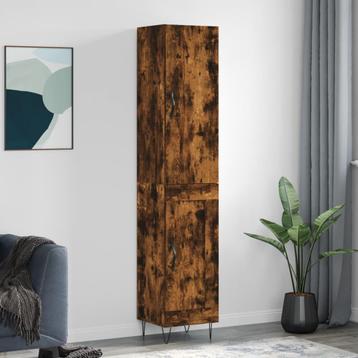 vidaXL Hoge kast 34,5x34x180 cm bewerkt hout gerookt, Verzenden
